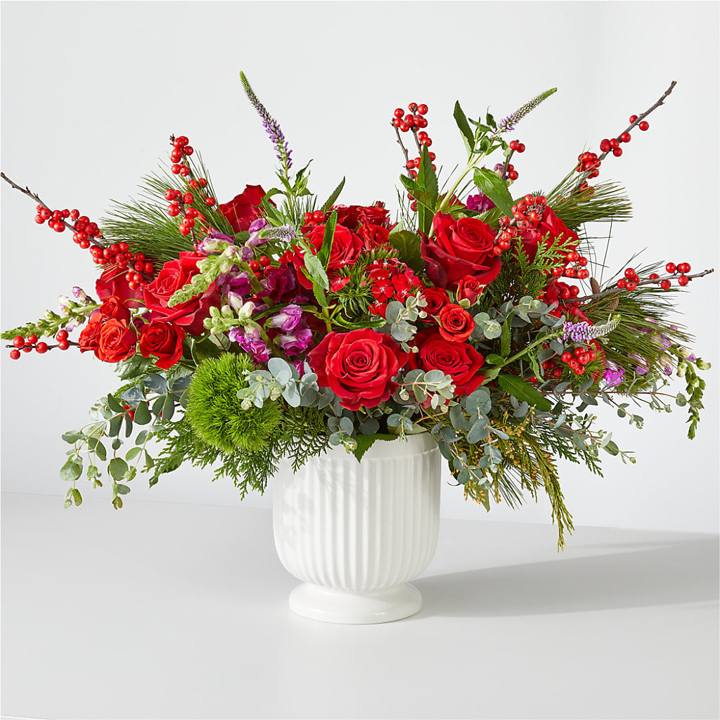 Big Red Bow Bouquet – Caines Flowers, Barberton OH