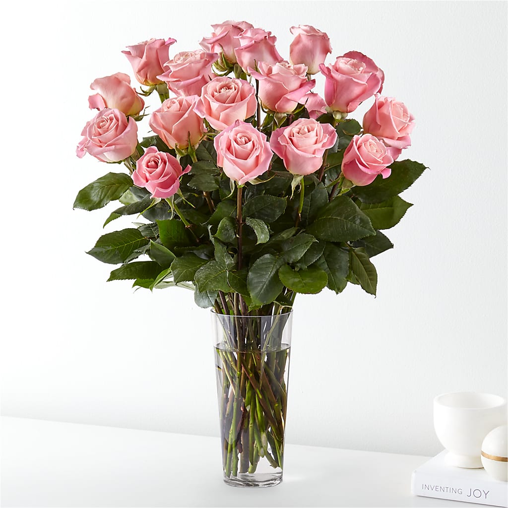 Long Stem Pink Rose Bouquet – Caines Flowers, Barberton OH