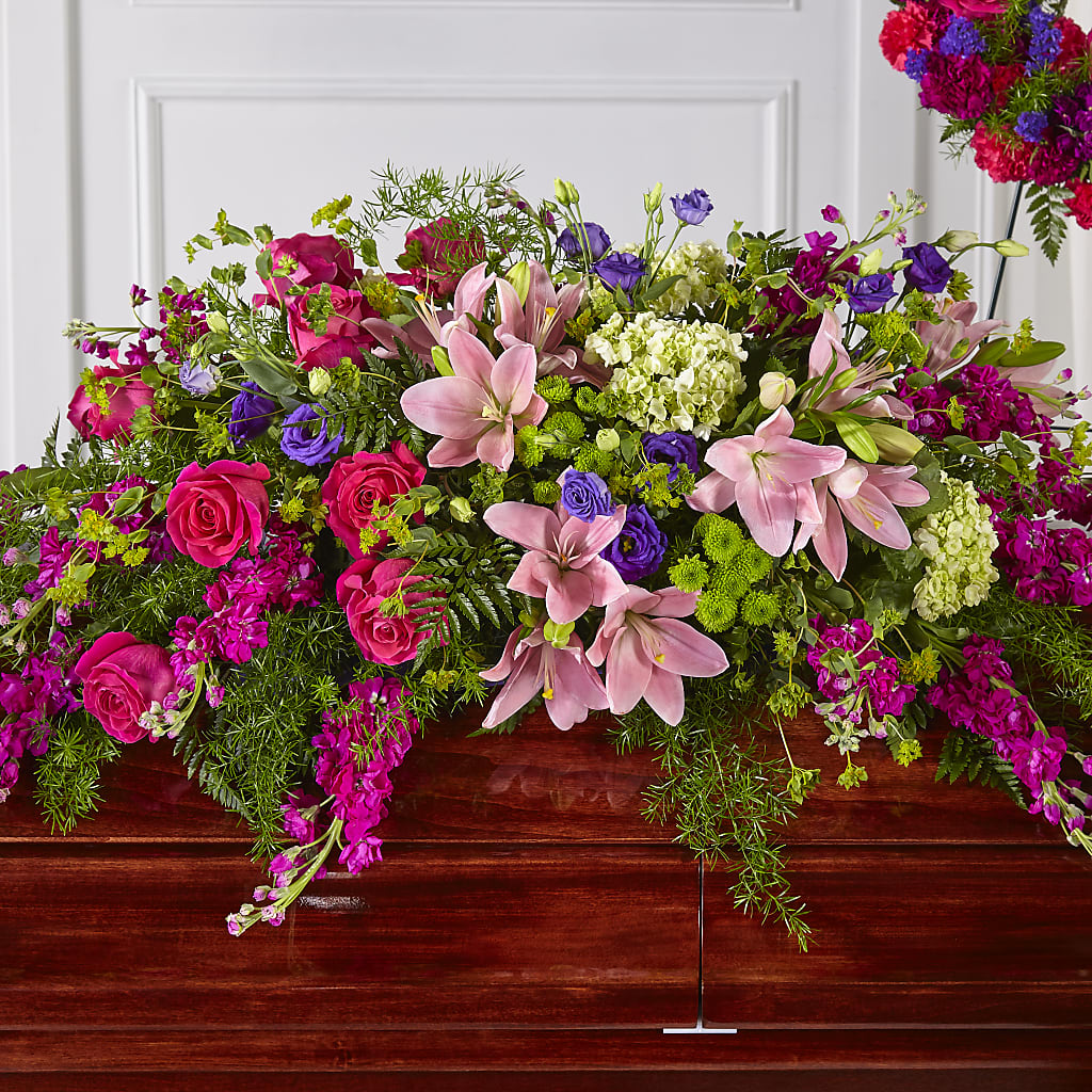 Radiant Tribute Casket Spray – Caines Flowers, Barberton OH
