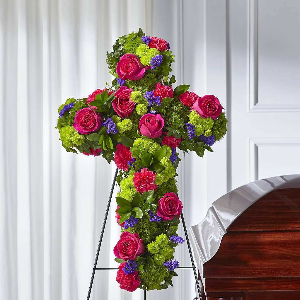Tribute Rose Floral Cross – Caines Flowers, Barberton OH