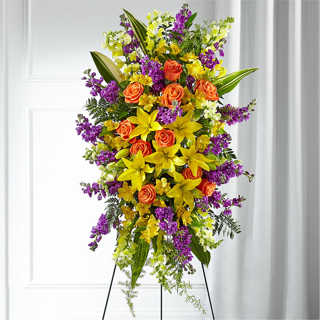 Thoughtful Prayers Standing Spray – Caines Flowers, Barberton OH