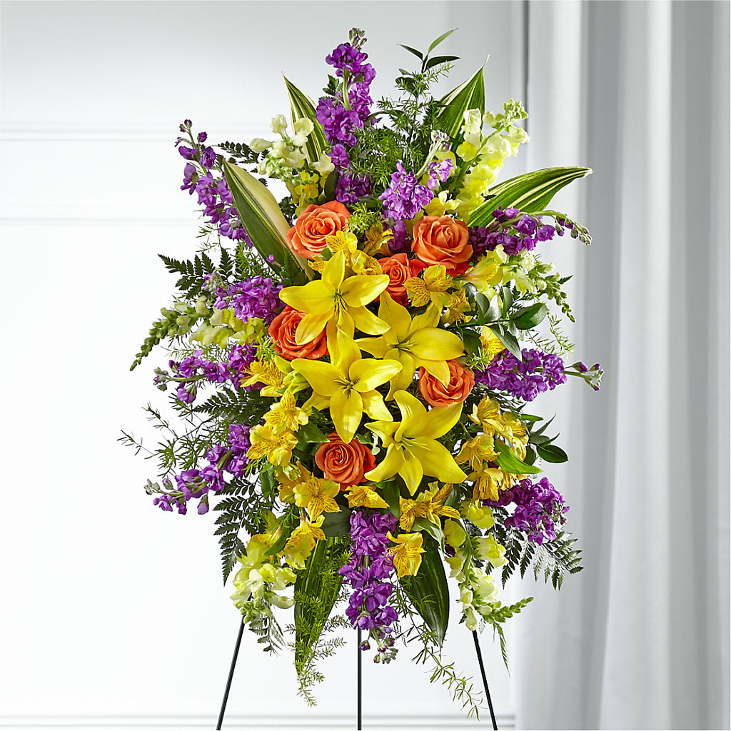 Thoughtful Prayers Standing Spray – Caines Flowers, Barberton OH