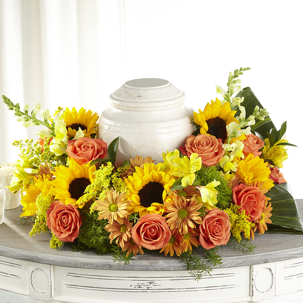 Faithful Sunflower Cremation Adornment – Caines Flowers, Barberton OH