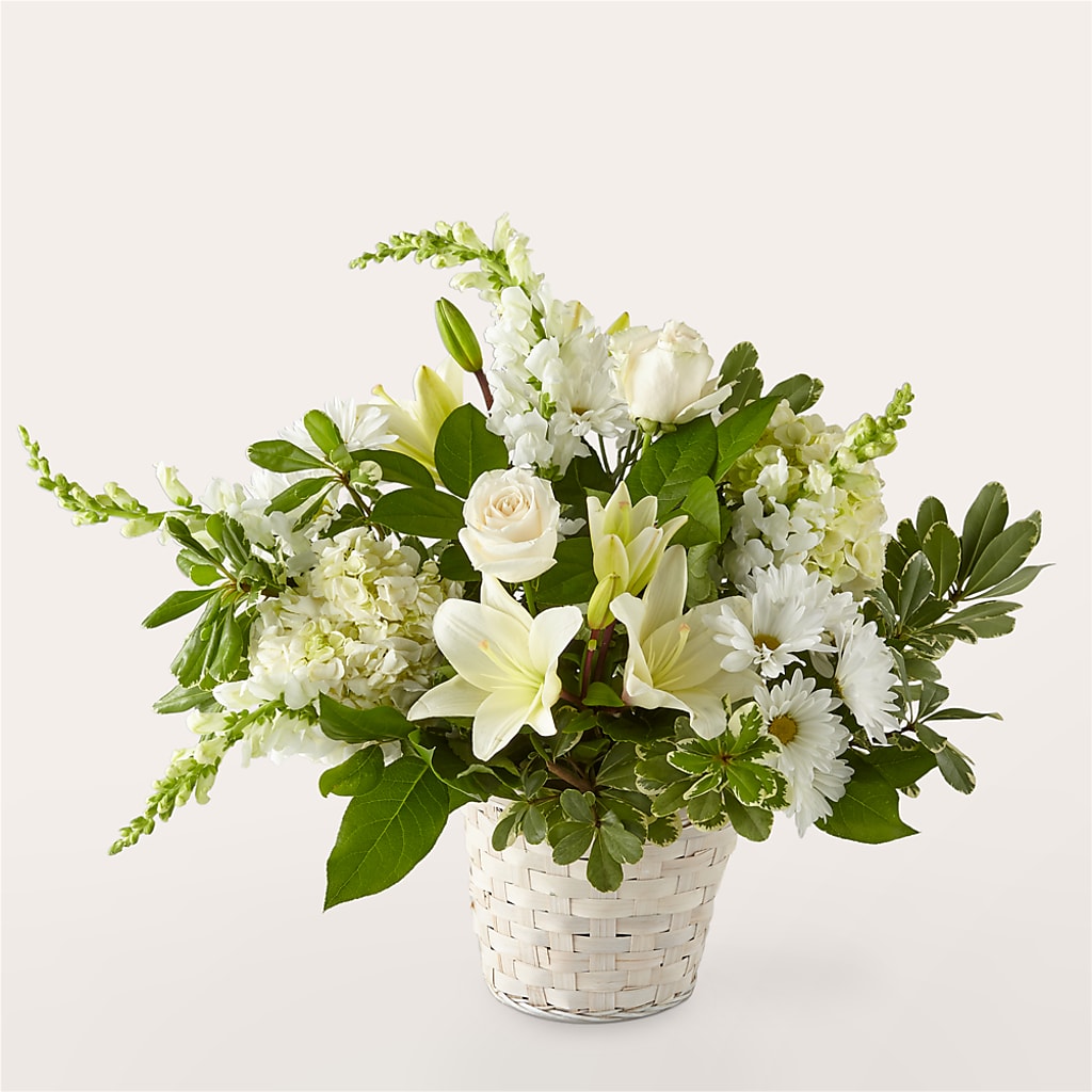 Ivory Elegance Floral Basket – Caines Flowers, Barberton OH