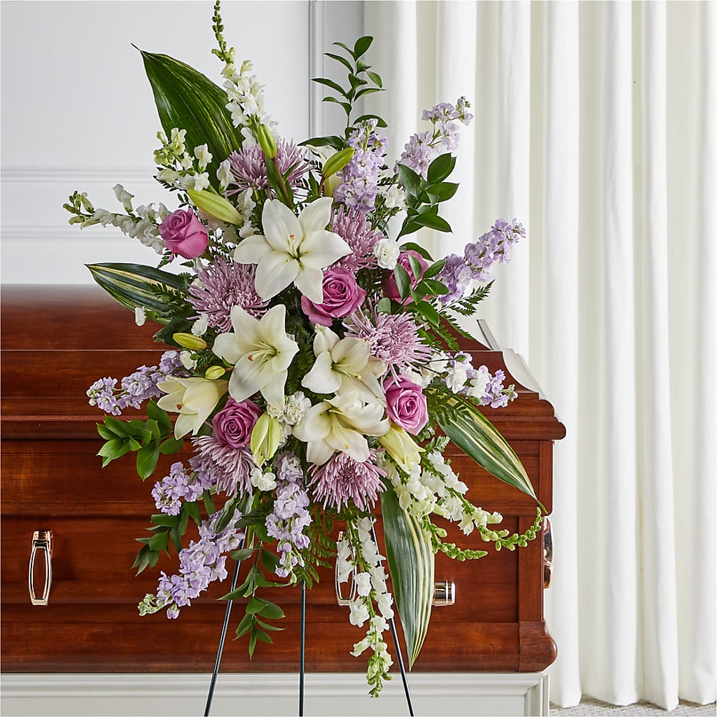 Grateful Hearts Standing Spray – Caines Flowers, Barberton OH