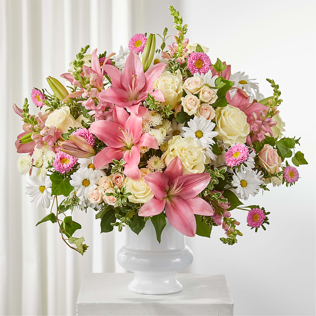 Empathetic Blooms Urn Arrangement – Caines Flowers, Barberton OH