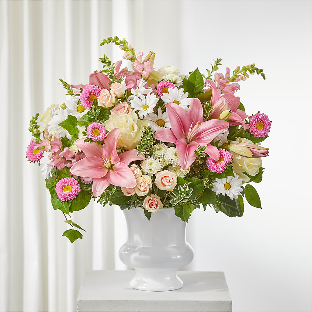Empathetic Blooms Urn Arrangement – Caines Flowers, Barberton OH