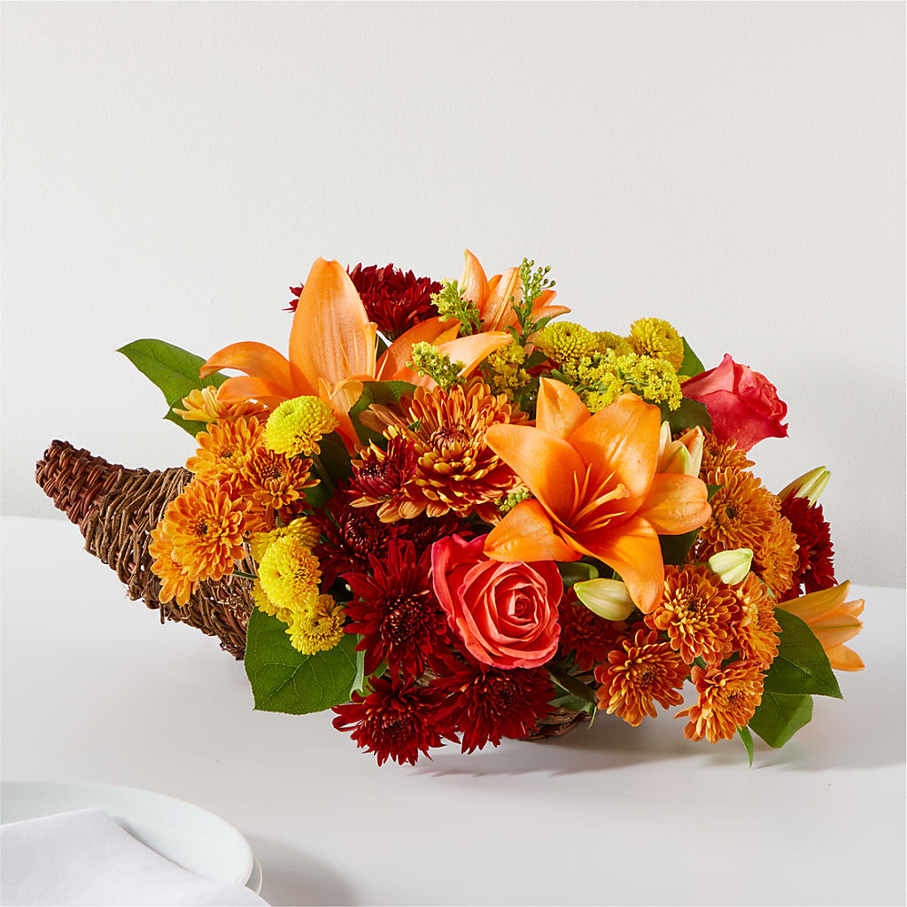 Bouquet of Blessings Cornucopia – Caines Flowers, Barberton OH