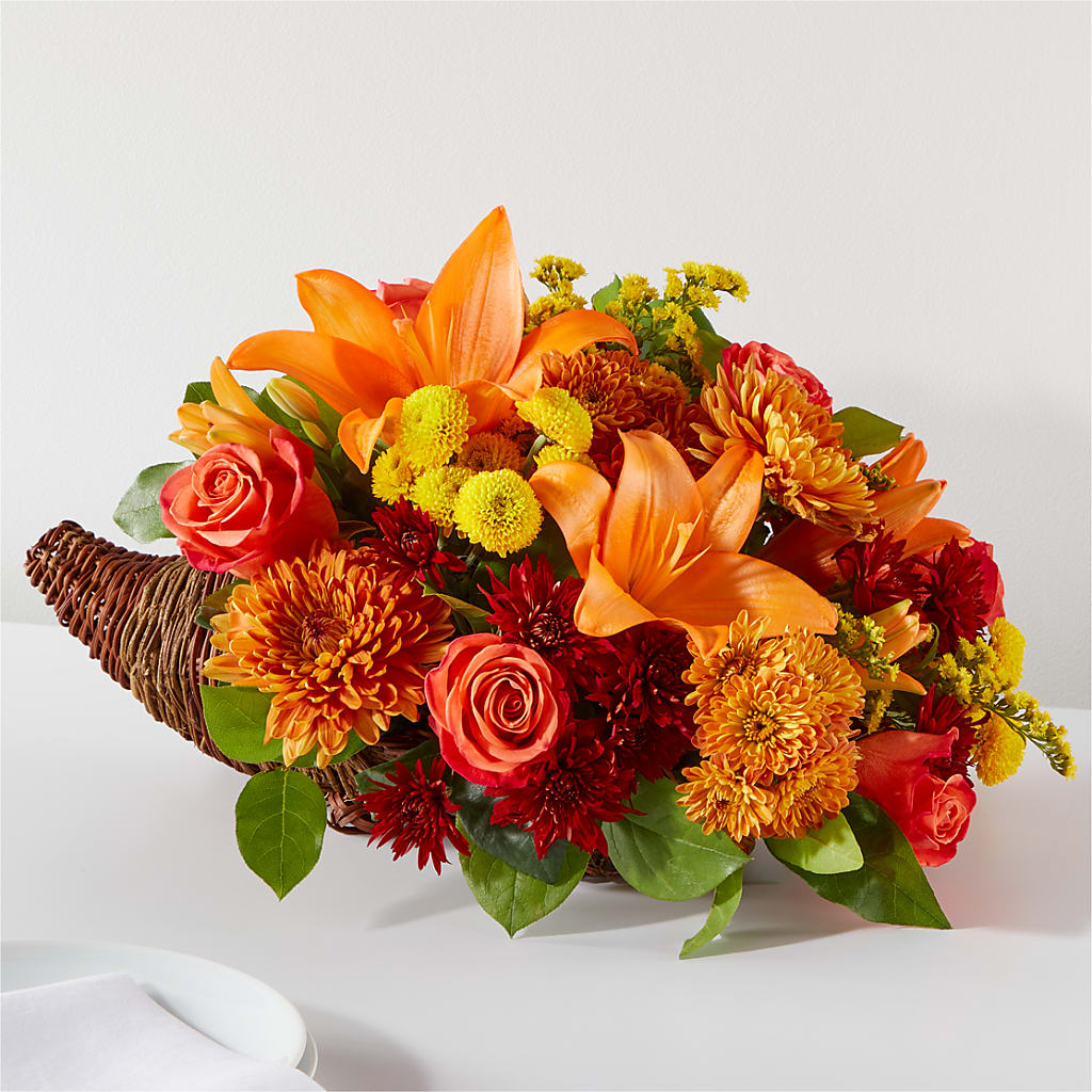 Bouquet of Blessings Cornucopia – Caines Flowers, Barberton OH
