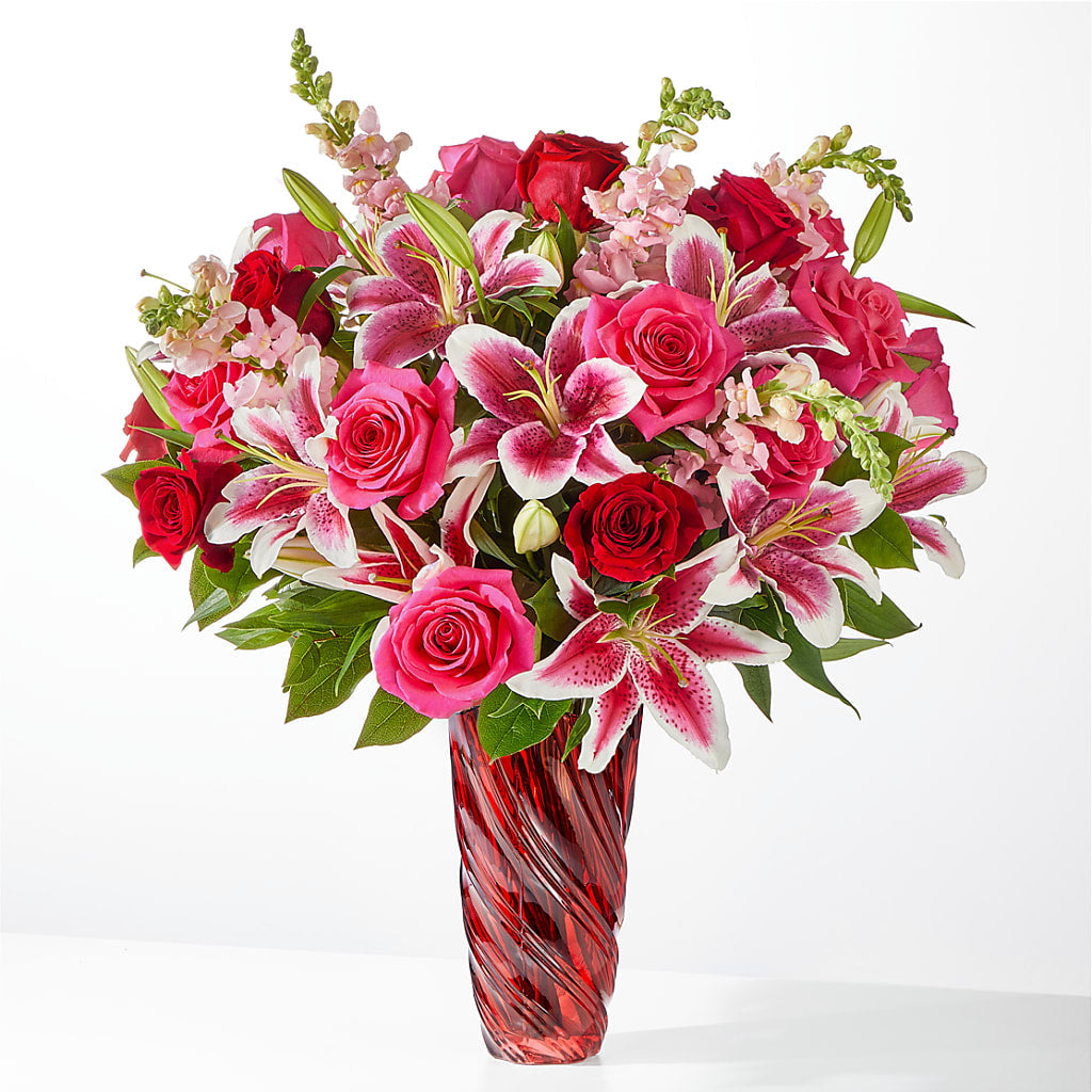 Always You Bouquet with Luxe Swirl Vase – Caines Flowers, Barberton OH