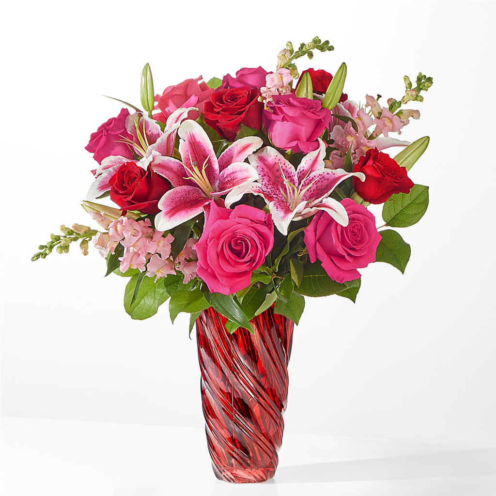 Always You Bouquet with Luxe Swirl Vase – Caines Flowers, Barberton OH