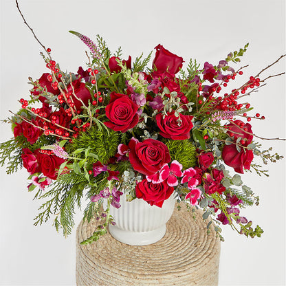 Big Red Bow Bouquet –  Caines Flowers, Barberton OH