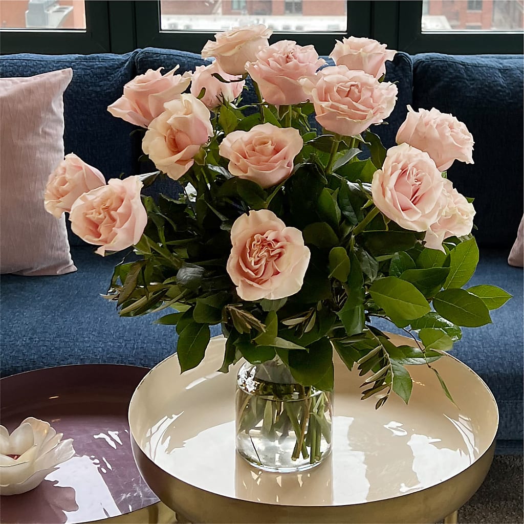 Long Stem Pink Rose Bouquet –  Caines Flowers, Barberton OH
