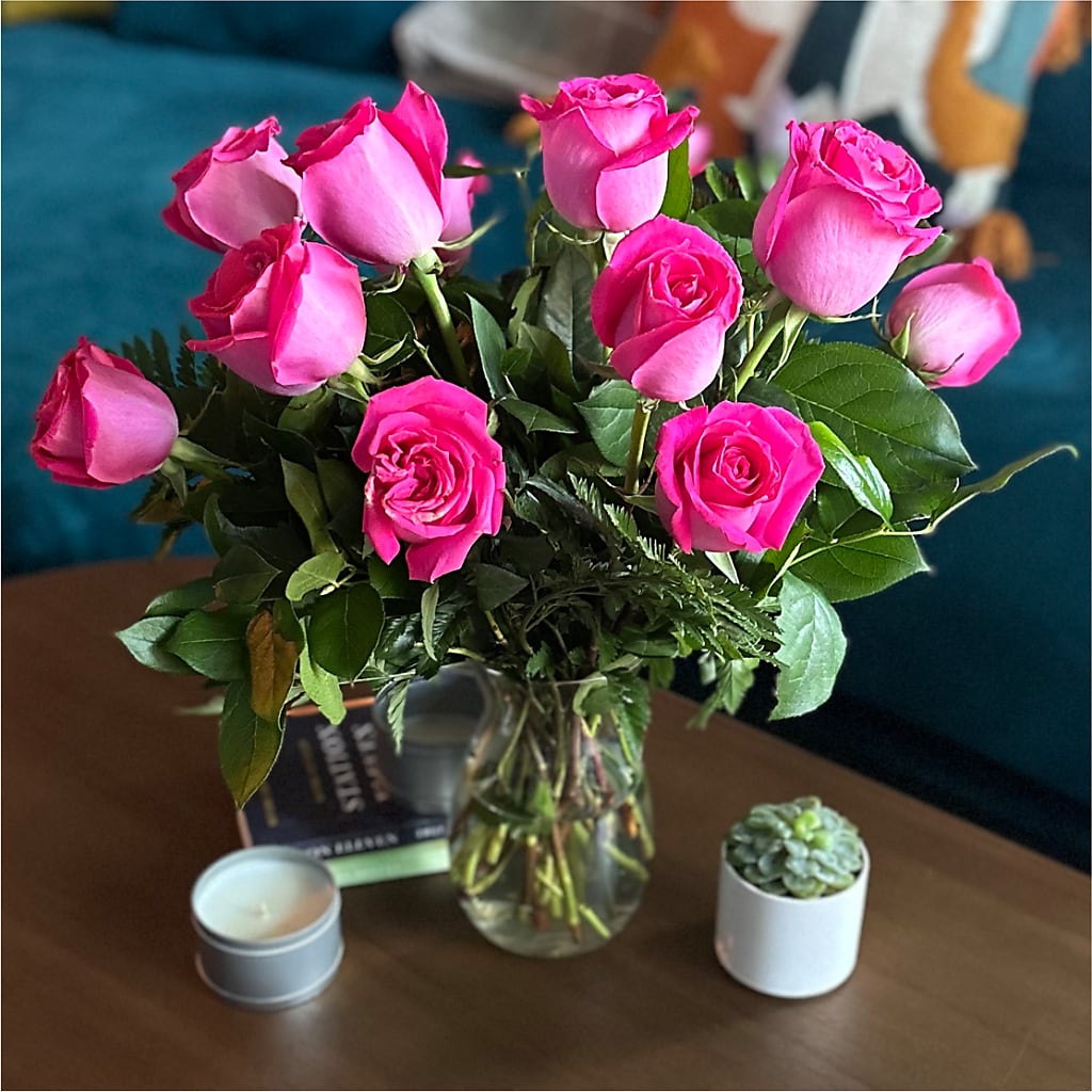 Long Stem Pink Rose Bouquet –  Caines Flowers, Barberton OH