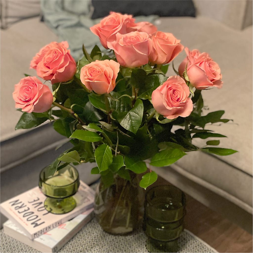 Long Stem Pink Rose Bouquet –  Caines Flowers, Barberton OH