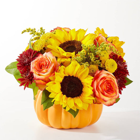 Golden Gourd Pumpkin Bouquet –  Caines Flowers, Barberton OH