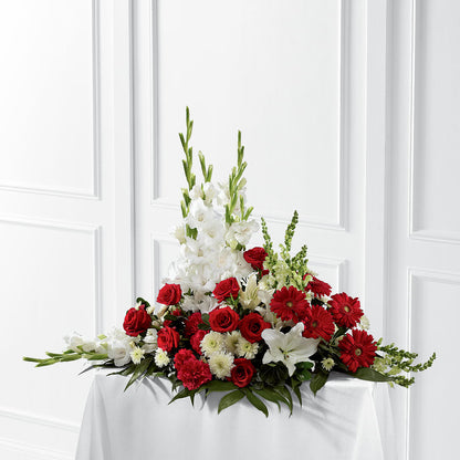 Crimson & White Arrangement –  Caines Flowers, Barberton OH