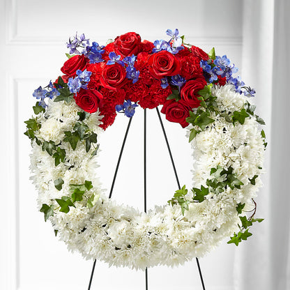 Patriotic Passion Wreath –  Caines Flowers, Barberton OH