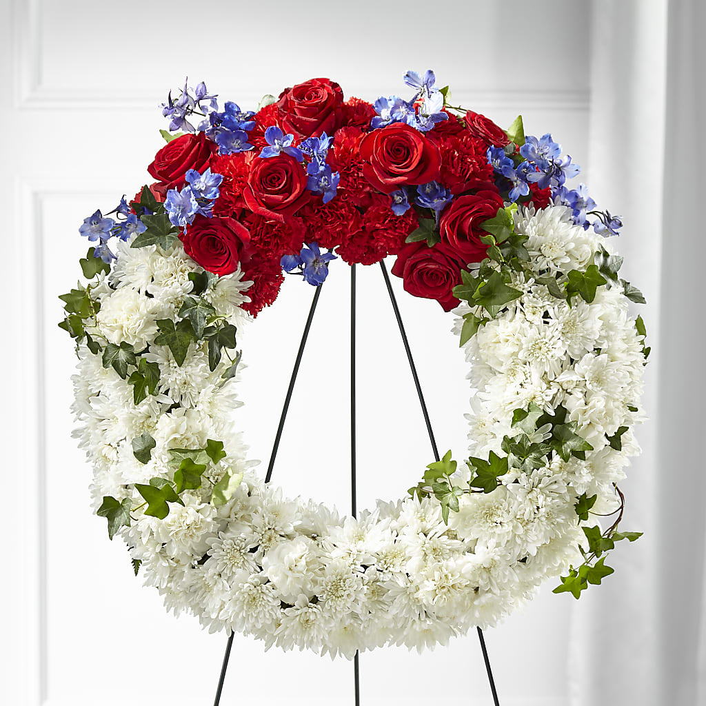 Patriotic Passion Wreath –  Caines Flowers, Barberton OH