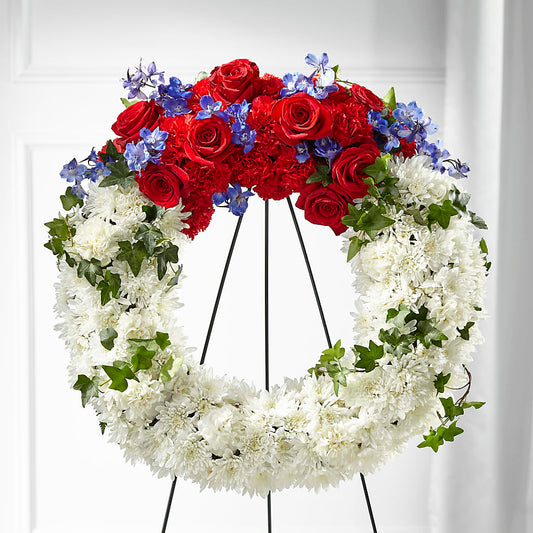 Patriotic Passion Wreath –  Caines Flowers, Barberton OH
