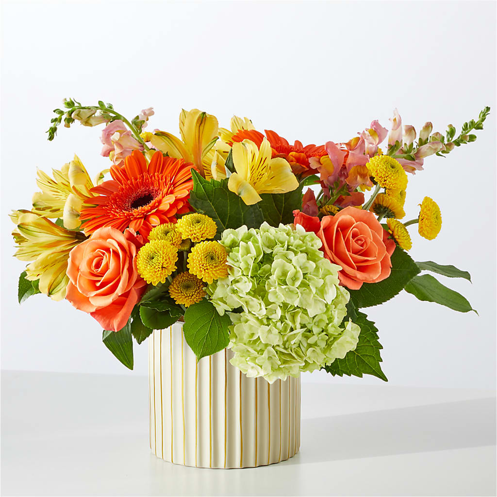 Autumn Sunshine Bouquet with Ivory Vase –  Caines Flowers, Barberton OH