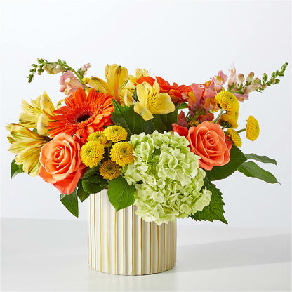 Autumn Sunshine Bouquet with Ivory Vase –  Caines Flowers, Barberton OH