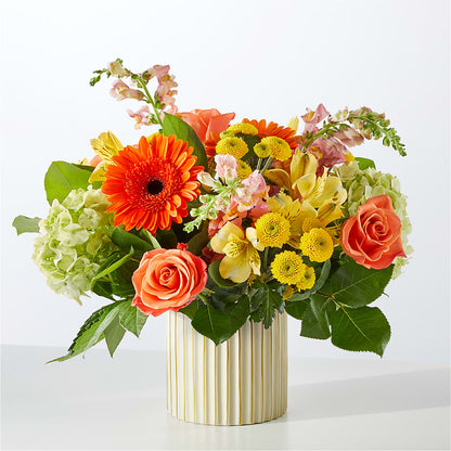 Autumn Sunshine Bouquet with Ivory Vase –  Caines Flowers, Barberton OH