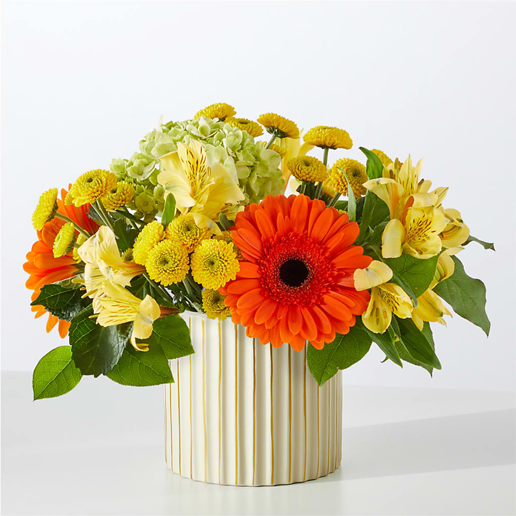 Autumn Sunshine Bouquet with Ivory Vase –  Caines Flowers, Barberton OH