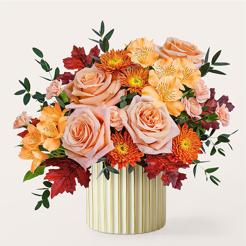 Spiced Latte Bouquet with Ivory Vase –  Caines Flowers, Barberton OH