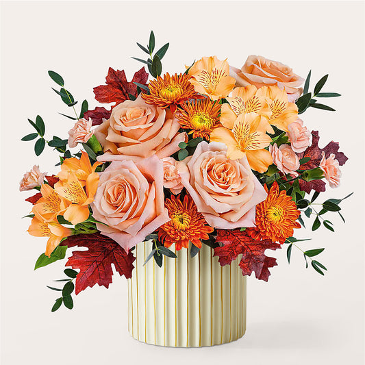 Spiced Latte Bouquet with Ivory Vase –  Caines Flowers, Barberton OH
