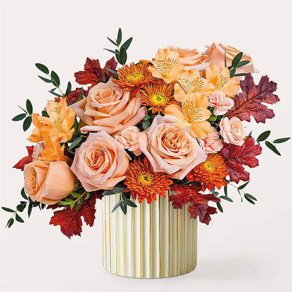 Spiced Latte Bouquet with Ivory Vase –  Caines Flowers, Barberton OH