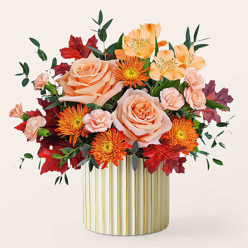 Spiced Latte Bouquet with Ivory Vase –  Caines Flowers, Barberton OH
