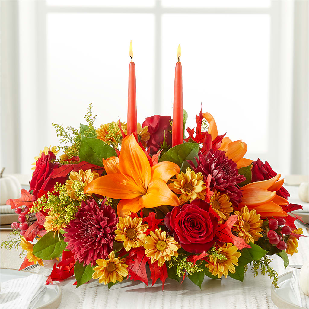 Autumn's Embrace Centerpiece –  Caines Flowers, Barberton OH