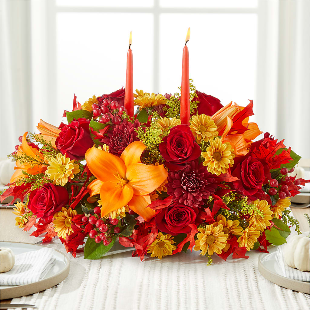 Autumn's Embrace Centerpiece –  Caines Flowers, Barberton OH