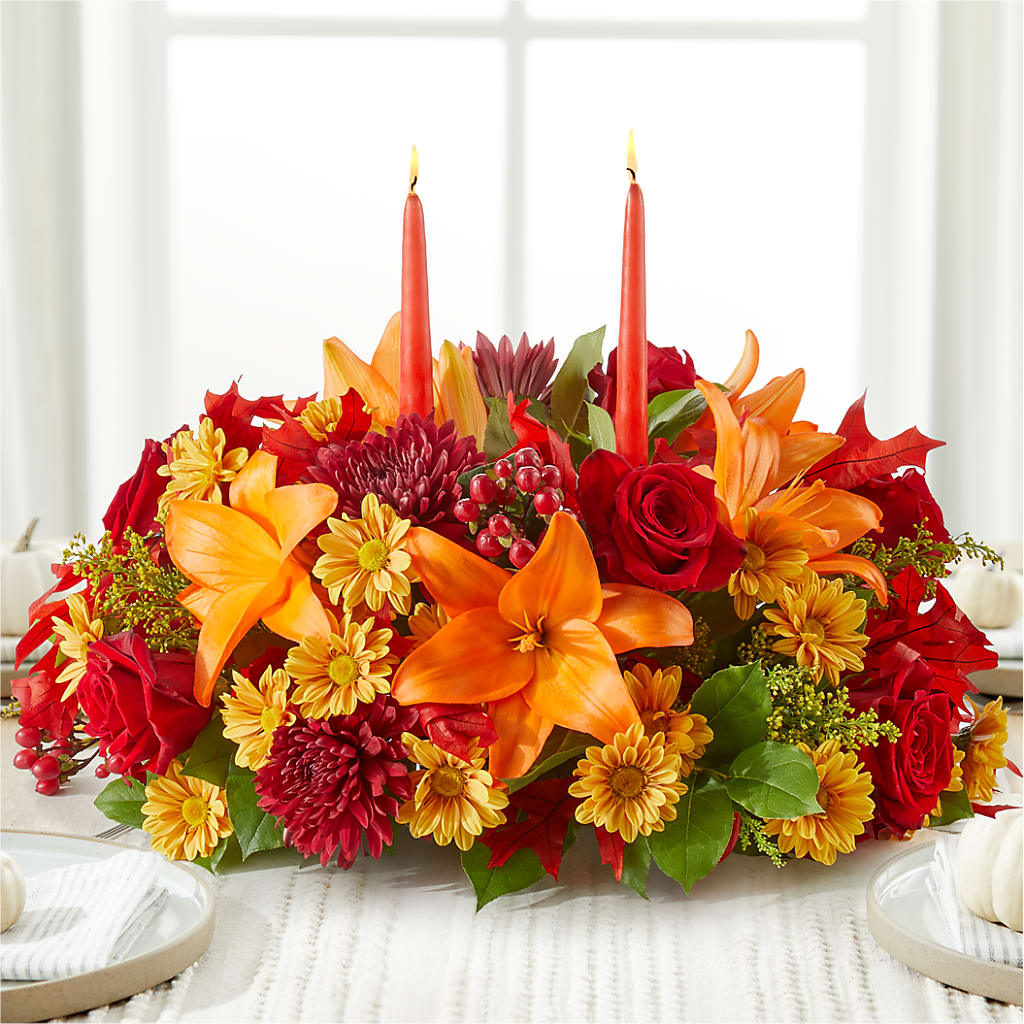 Autumn's Embrace Centerpiece –  Caines Flowers, Barberton OH
